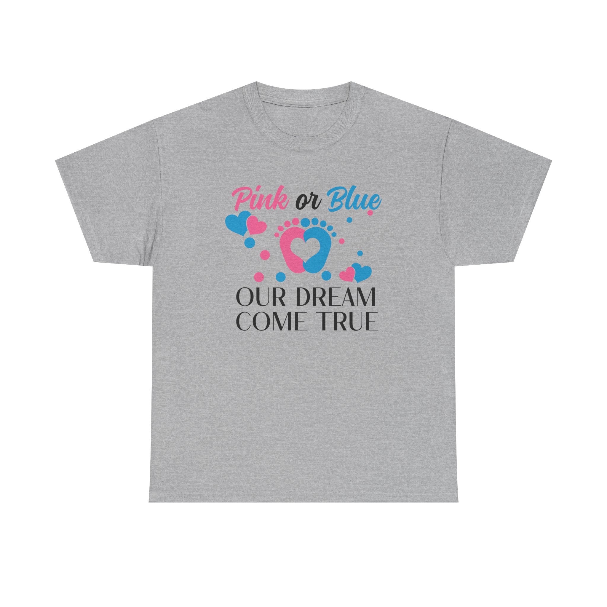 Dream Come True Unisex Tee, Pink Blue Graphic T-Shirt, Pastel Gender Reveal Shirt, Cotton Top, Cute Baby Announcement Apparel, Mom Dad Gift