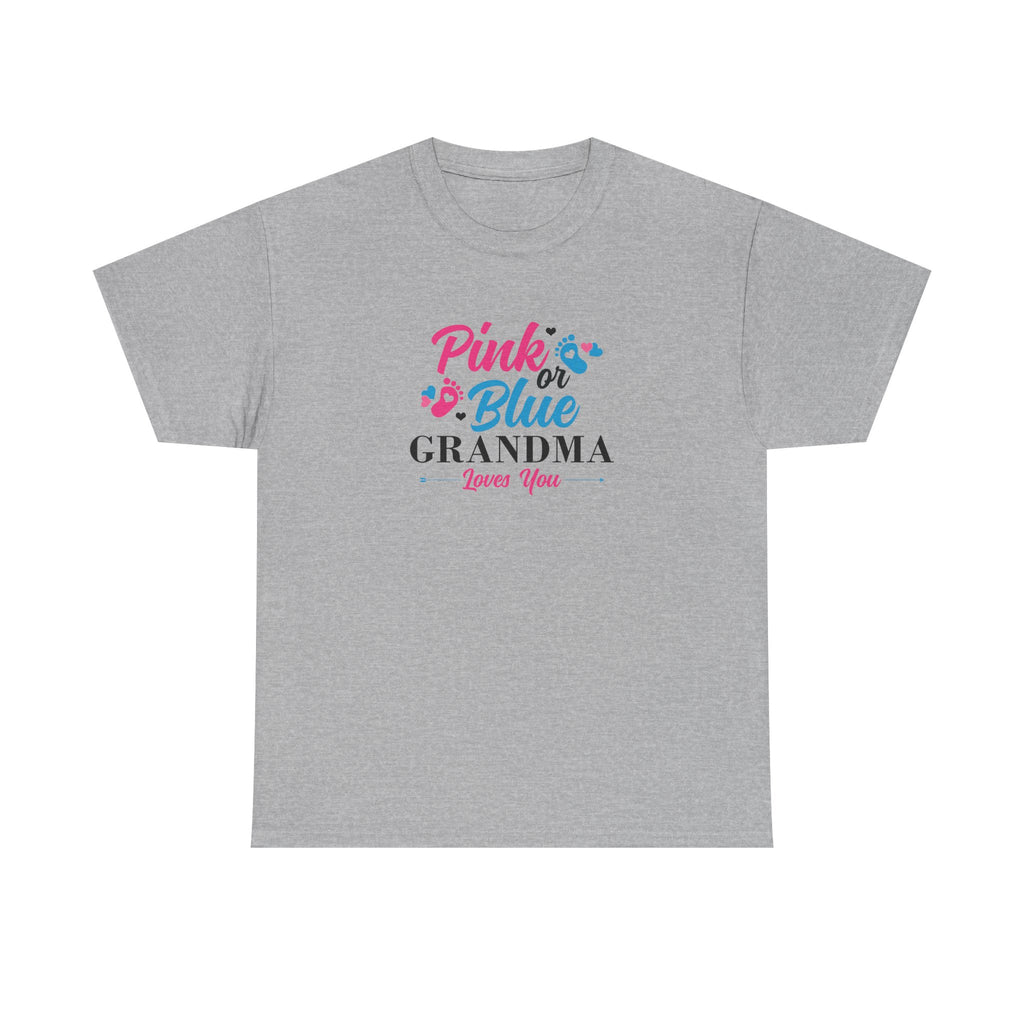 Grandma Loves You Pink/Blue Unisex Tee, Graphic T-shirt Gift for Grandparents, Family Reunion Shirt, Gender Reveal Party Outfit, Heavy
