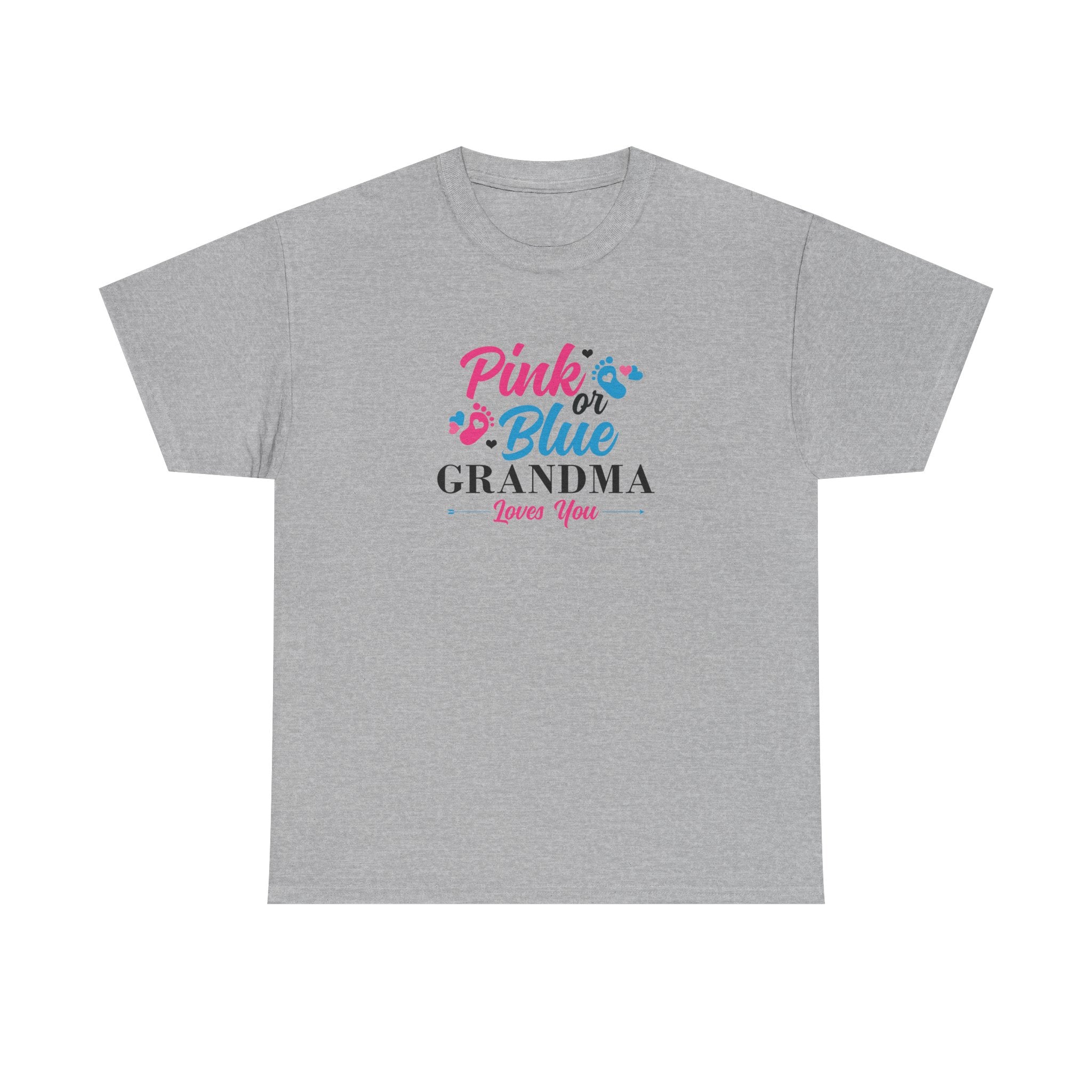 Grandma Loves You Pink/Blue Unisex Tee, Graphic T-shirt Gift for Grandparents, Family Reunion Shirt, Gender Reveal Party Outfit, Heavy
