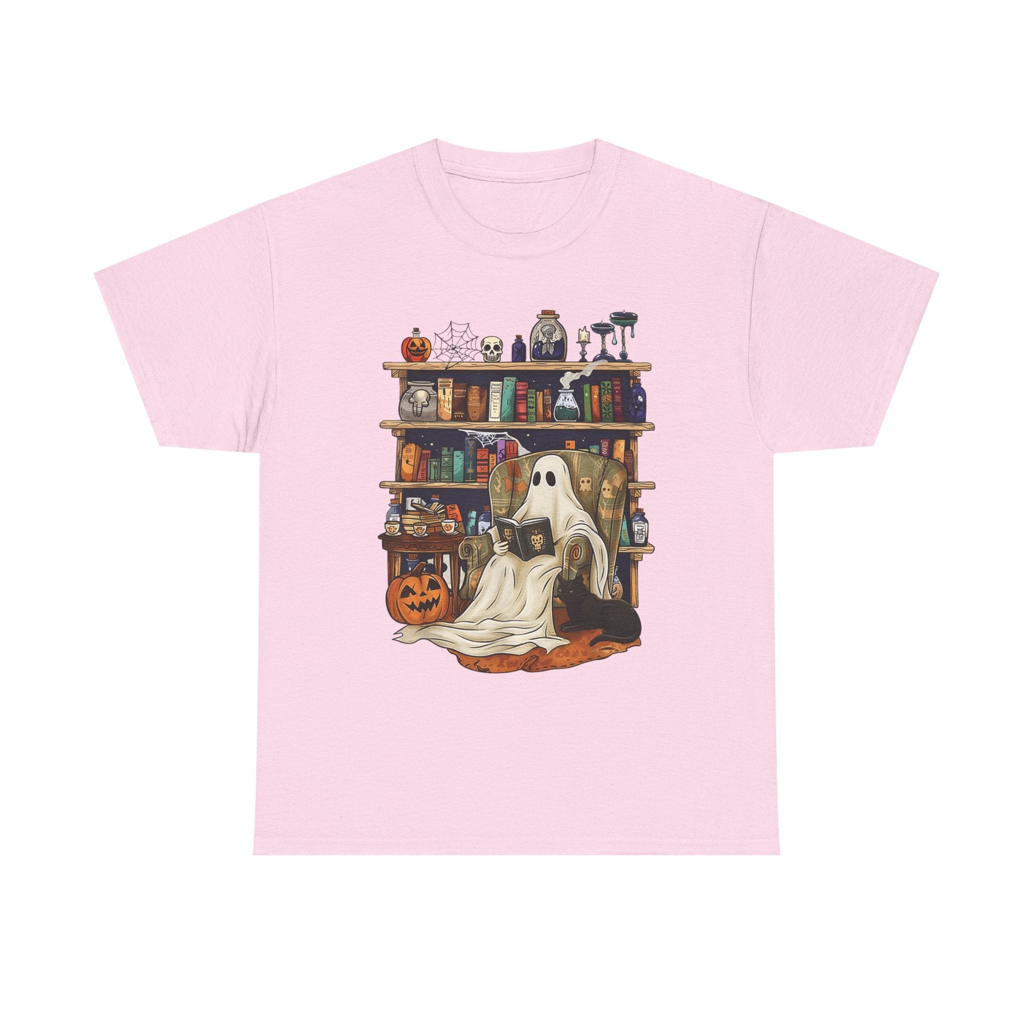 Ghost Book Reading Halloween Books Lover Teacher Kids T-Shirt