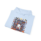 Ghost Reading Book in Library Pumpkin Halloween Fall Hoodie