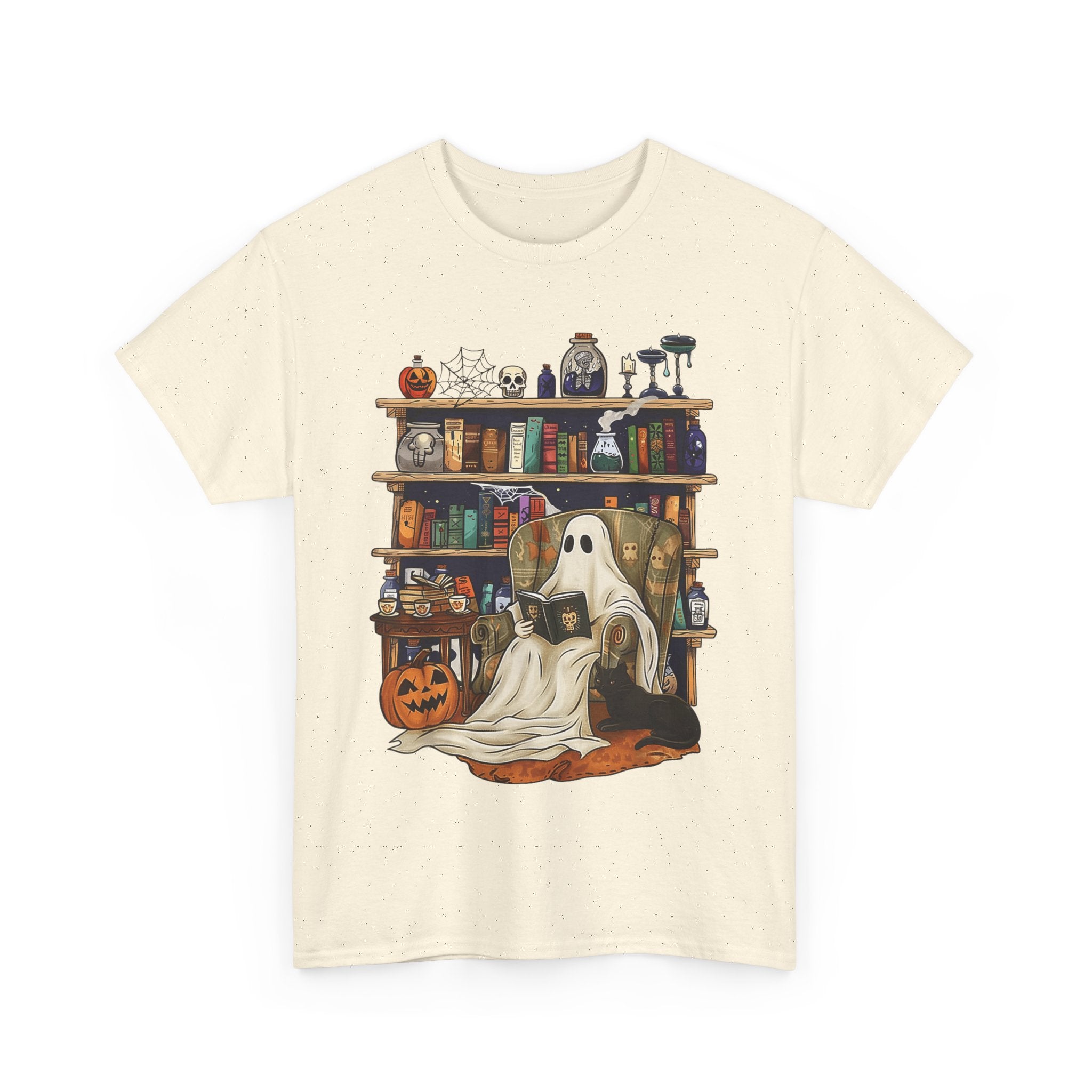 Ghost Book Reading Halloween Books Lover Teacher Kids T-Shirt