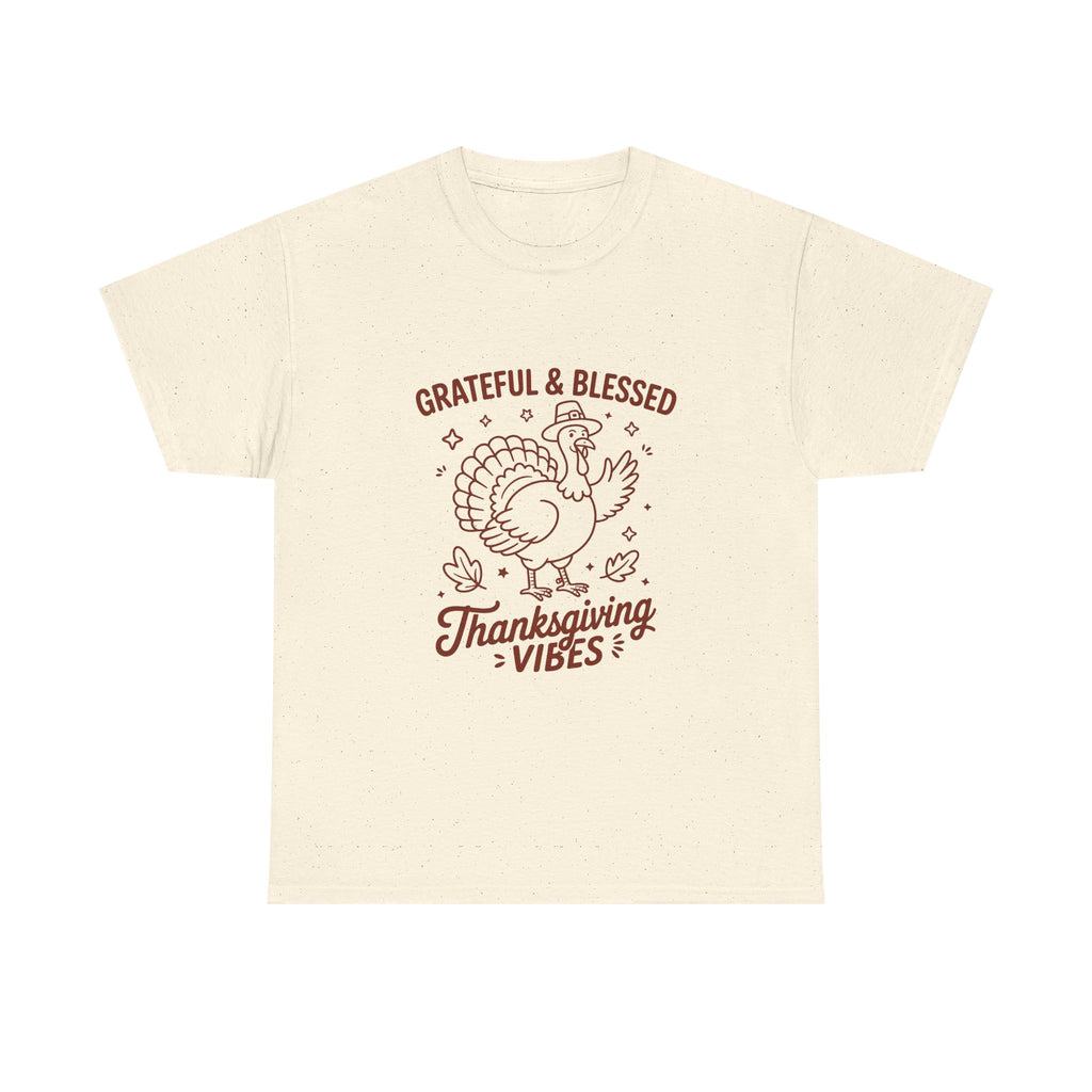thankful & blessed, thanksgiving vibes graphic Tee
