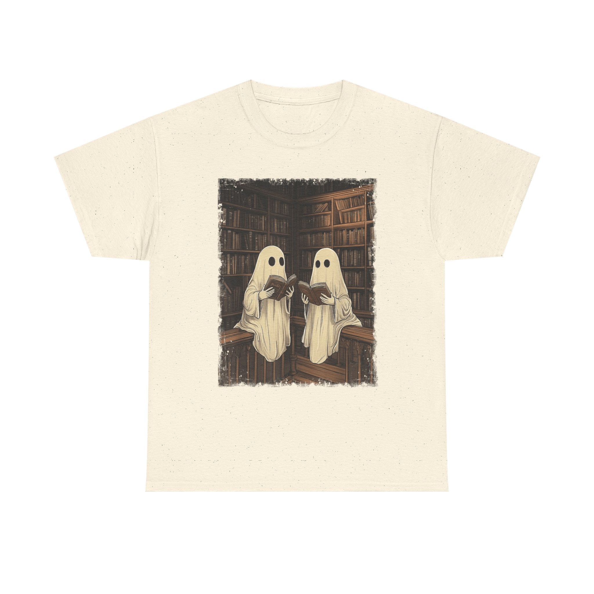 Halloween Ghost Book Reading Book Lovers Librarian Teacher T-Shirt