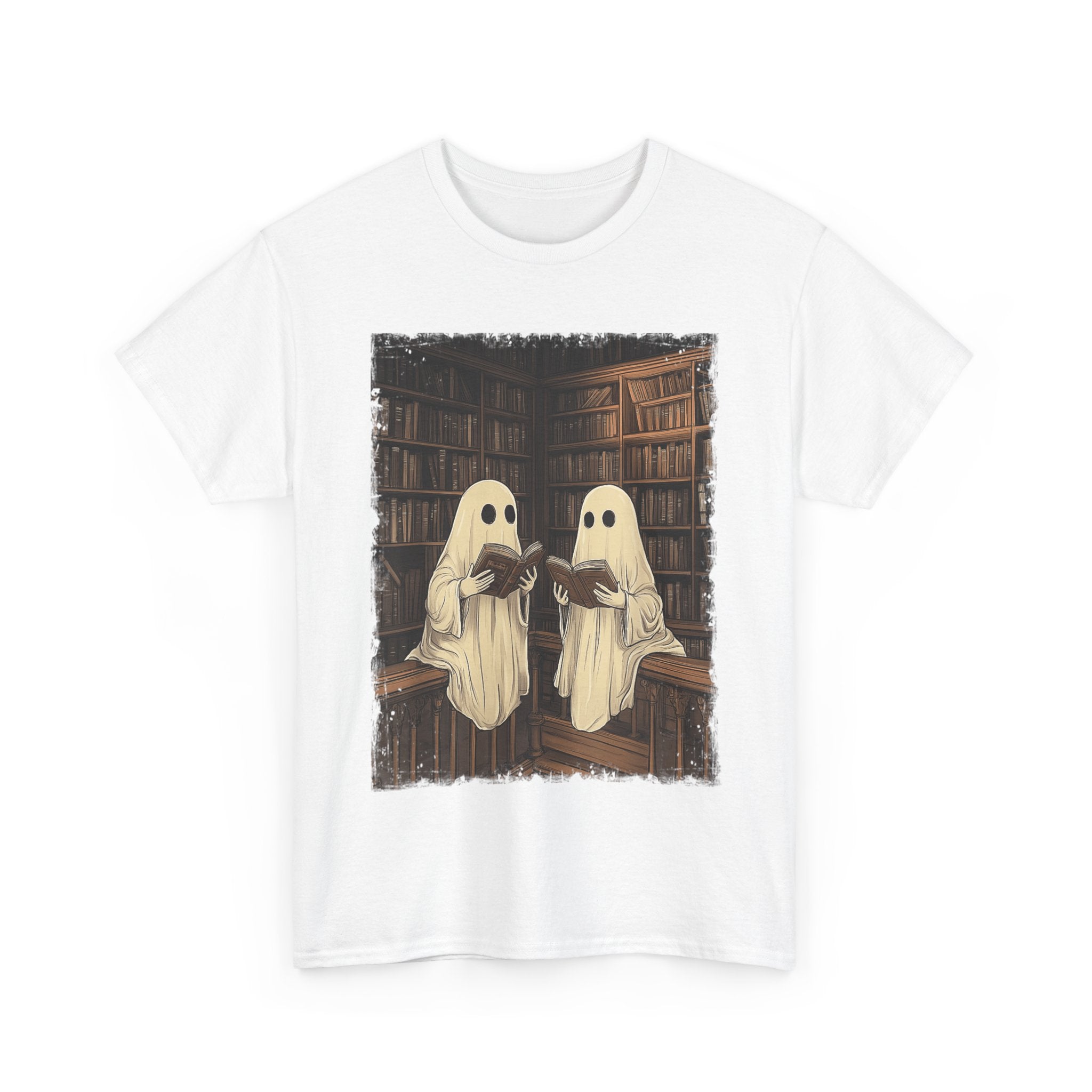 Halloween Ghost Book Reading Book Lovers Librarian Teacher T-Shirt