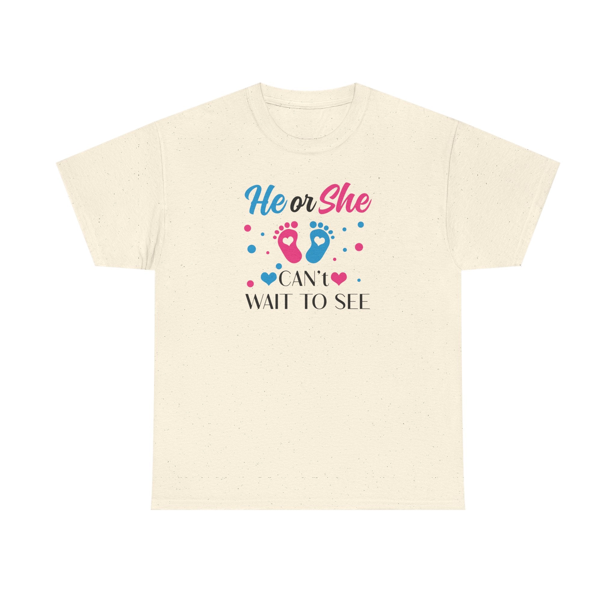 Gender Reveal Graphic Tee, He or She Can't Wait To See Shirt, Unisex Cotton T-Shirt, Pregnancy Announcement, Baby Shower Gift, Maternity Top
