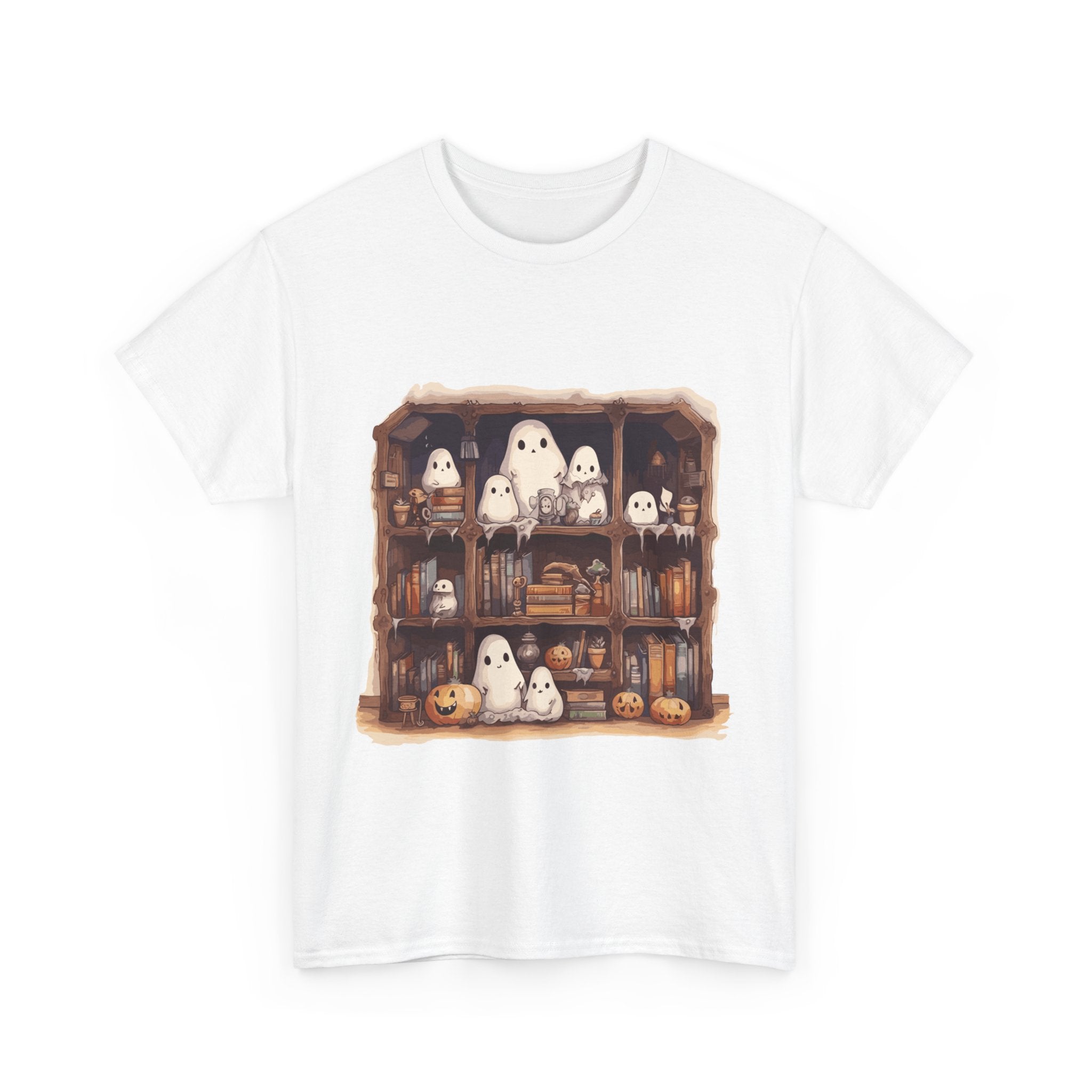 Cute Ghost Reading Books Halloween Librarian Book Long Sleeve T-Shirt