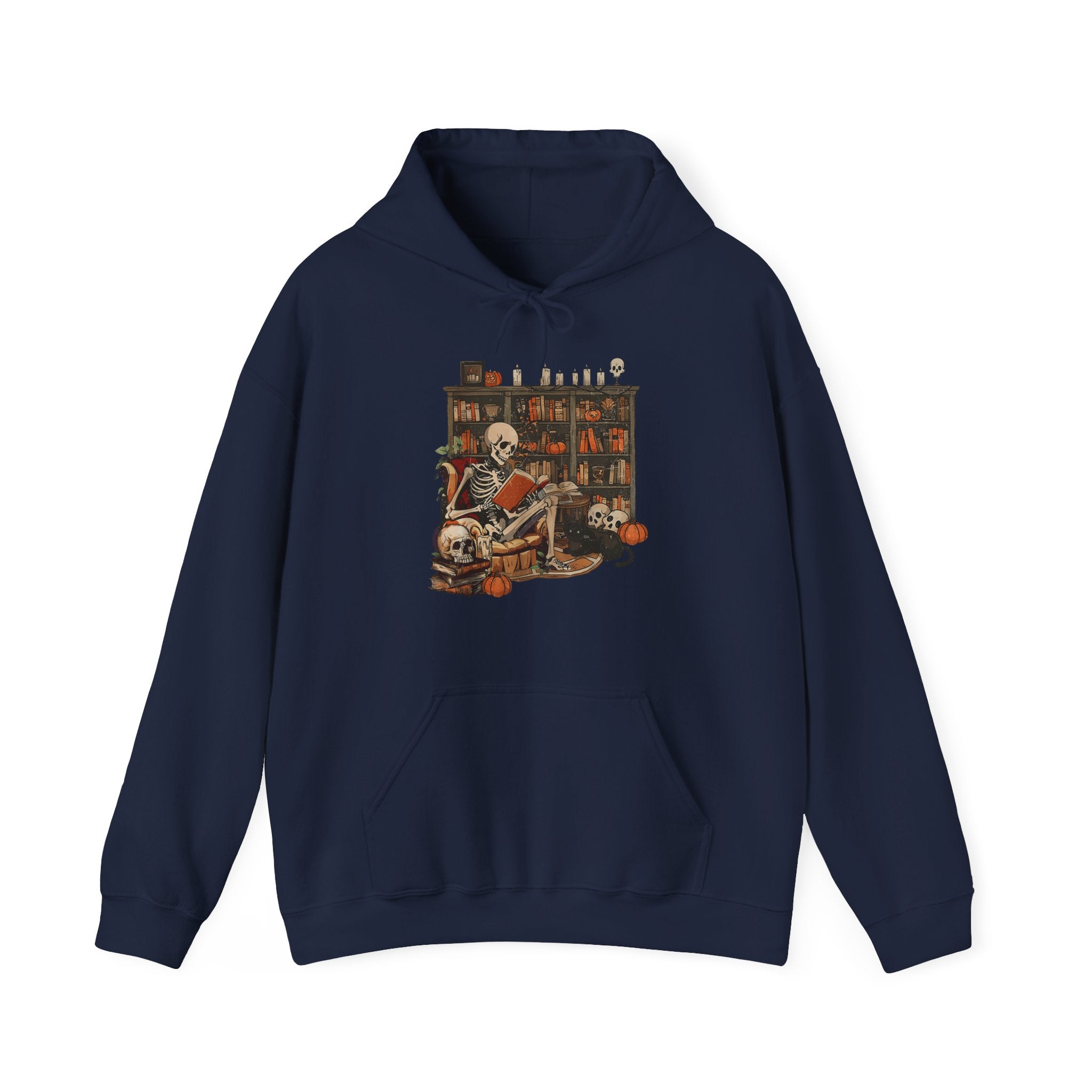 Skeleton Library Halloween Book Reading Books Lover Teacher Hoodie