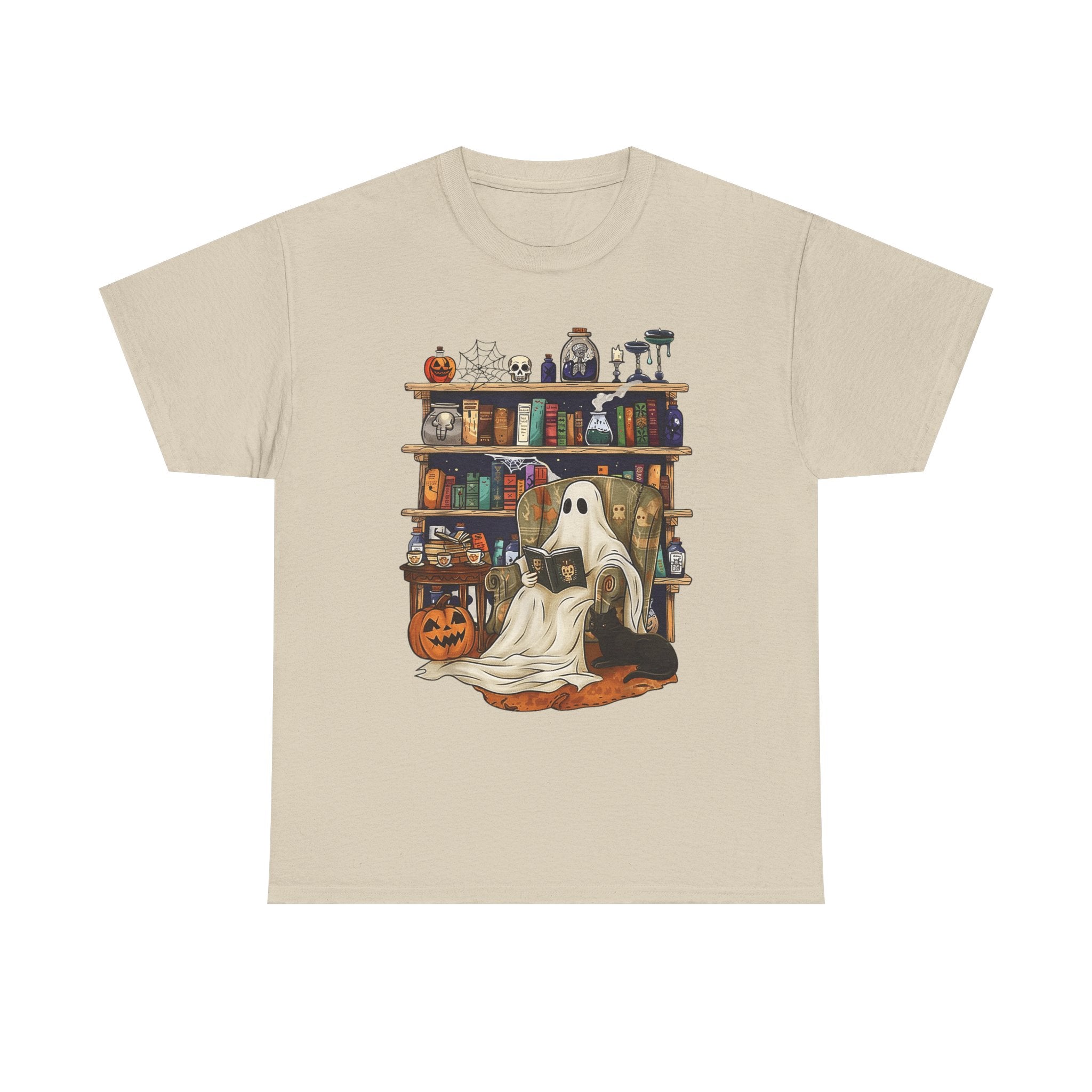 Ghost Book Reading Halloween Books Lover Teacher Kids T-Shirt