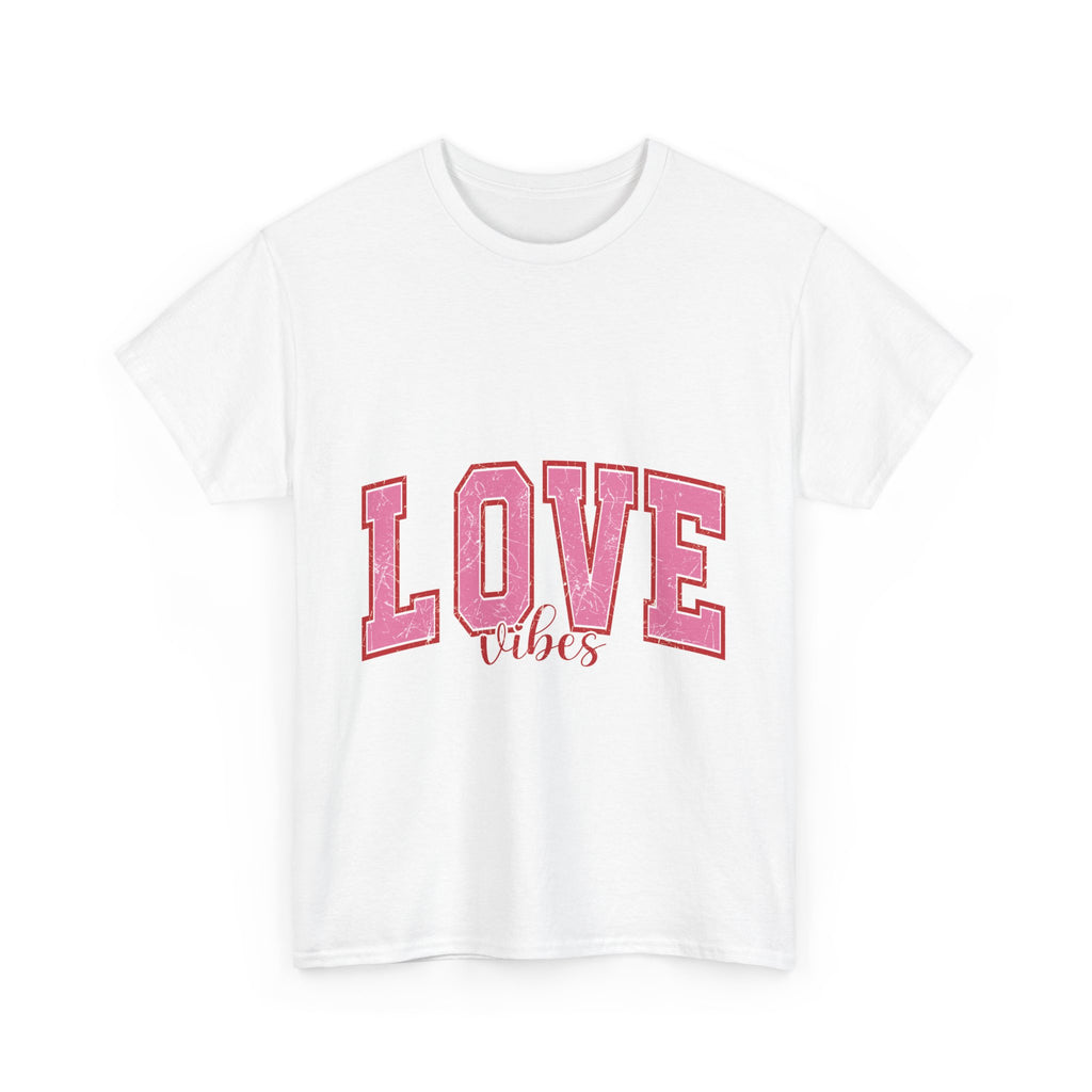 Pink Love Vibes Graphic Tee, Unisex T shirt for Women & Men, Romantic Heart Shirt, Valentine's Day Gift, Cute Pink Tee, Love Graphic Tee