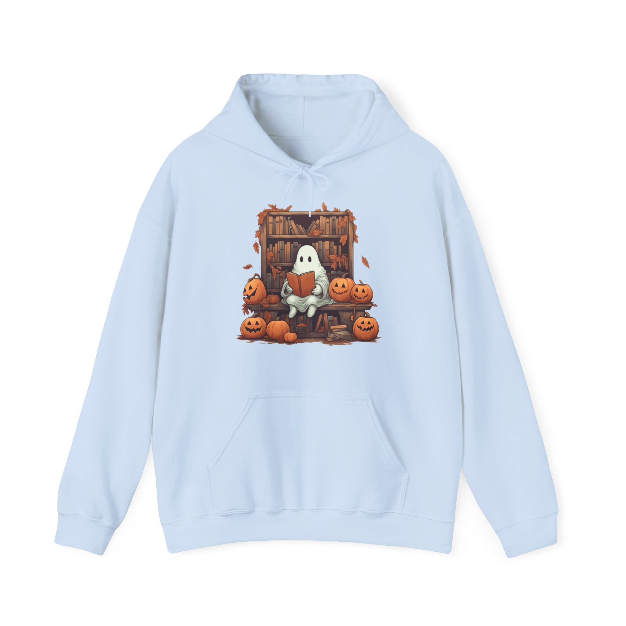 Cute Ghost Reading Book Nerd Halloween Hoodie
