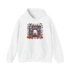 Ghost Reading Book in Library Pumpkin Halloween Fall Hoodie