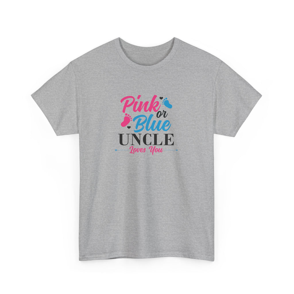 Uncle Loves You Pink or Blue Graphic Tee - Gift for Niece or Nephew, Family Reunion Shirt, Gender Reveal Party Outfit, Uncle's Birthday