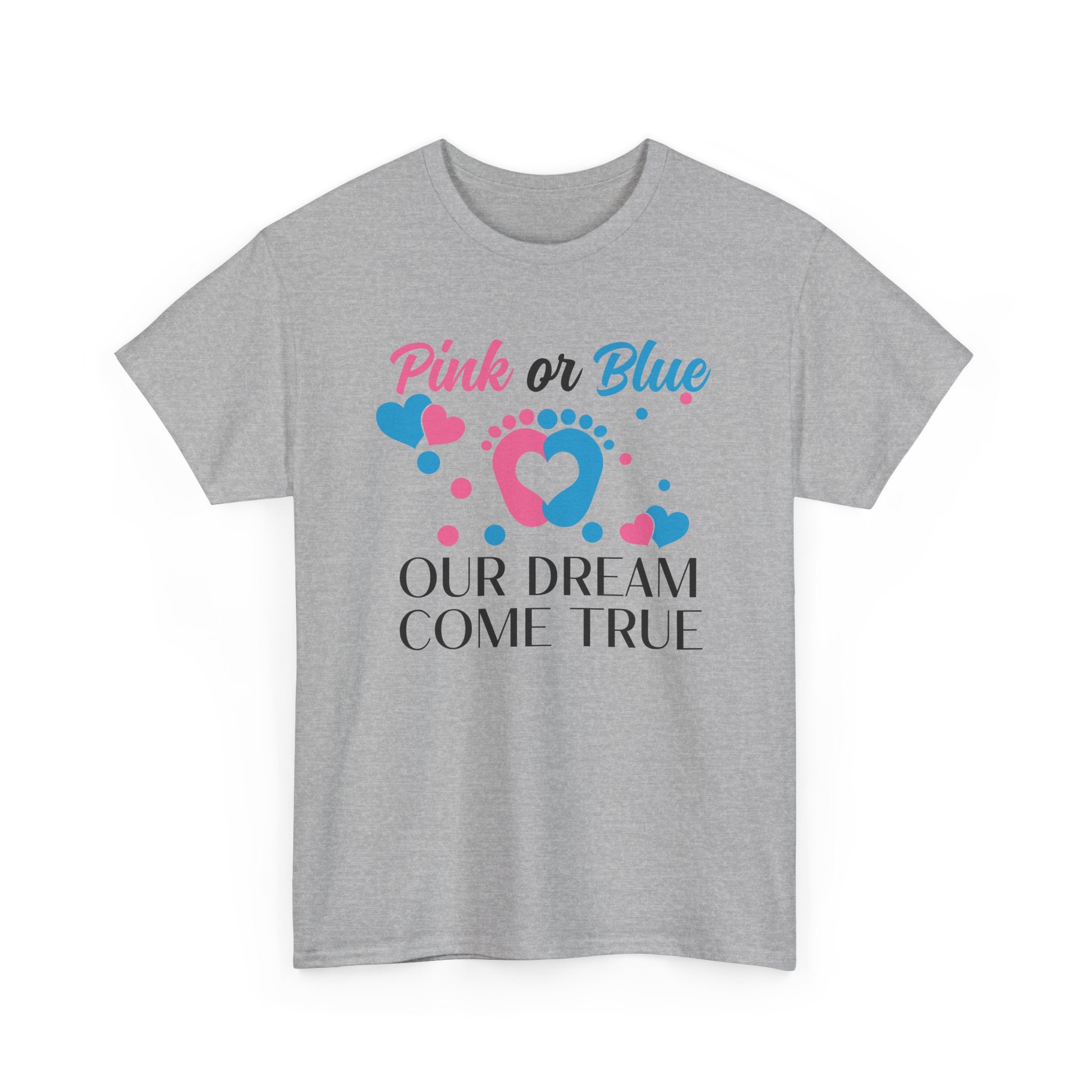 Dream Come True Unisex Tee, Pink Blue Graphic T-Shirt, Pastel Gender Reveal Shirt, Cotton Top, Cute Baby Announcement Apparel, Mom Dad Gift